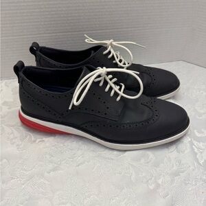 Cole Haan Grand Evolution 10M Wingtip Oxford Leather Comfort Shoe Blue Office